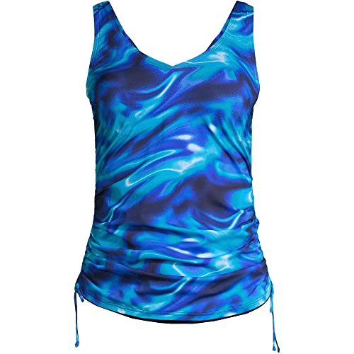 Lands End Women's V-Neck Underwire Tankini Top - Swimwear for Women - Comfortable & Supportive Bathing Suit Top for Beach, Pool & Summer Vacations