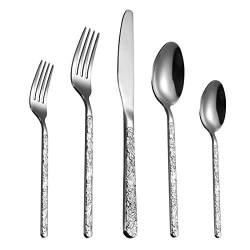 Premium GARVEE 30-Piece Stainless Steel Silverware Set for 6 - Heavy Duty Flatware Cutlery Set with Patterned Handle (Forks, Knives, Spoons) - Ideal for Home, Restaurant, Dinner Parties & Everyday Use - Durable & Reusable Kitchen Utensils