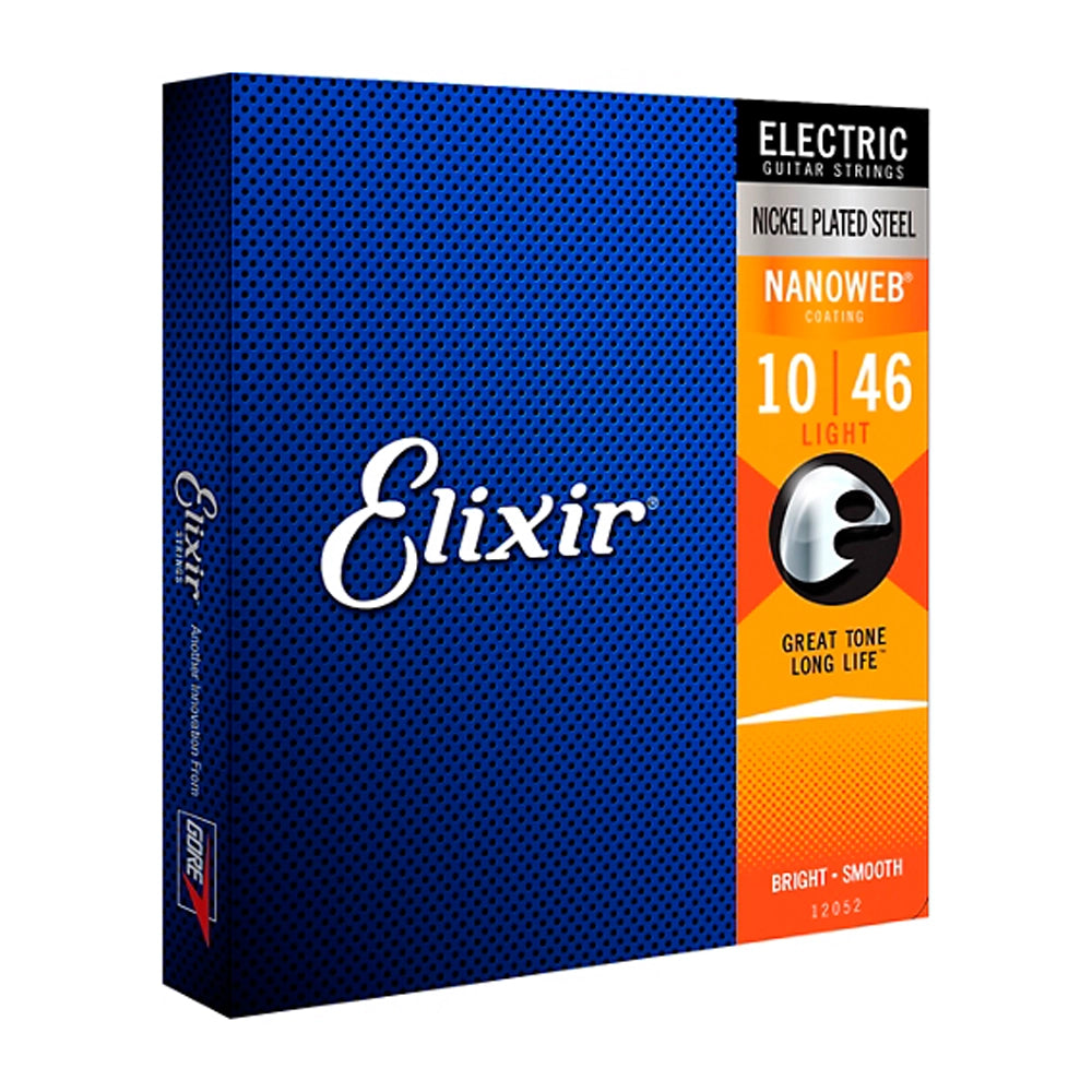 Elixir Electric Guitar Strings with NANOWEB Coating - Light Gauge .010-.046 - Long-Lasting Tone & Smooth Playability for Rock, Blues & Studio Recording