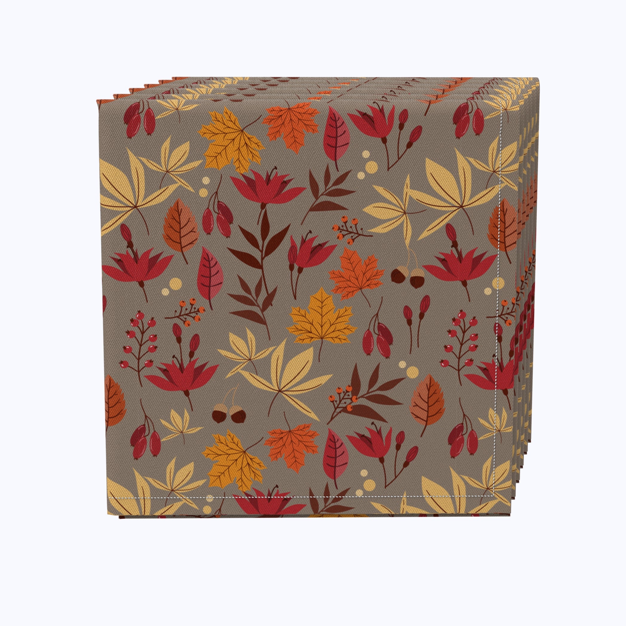 Berries Acorns and Leaves Cotton Napkins - Soft & Absorbent 100% Cotton Kitchen Napkins for Dining, Picnics, and Home Decor