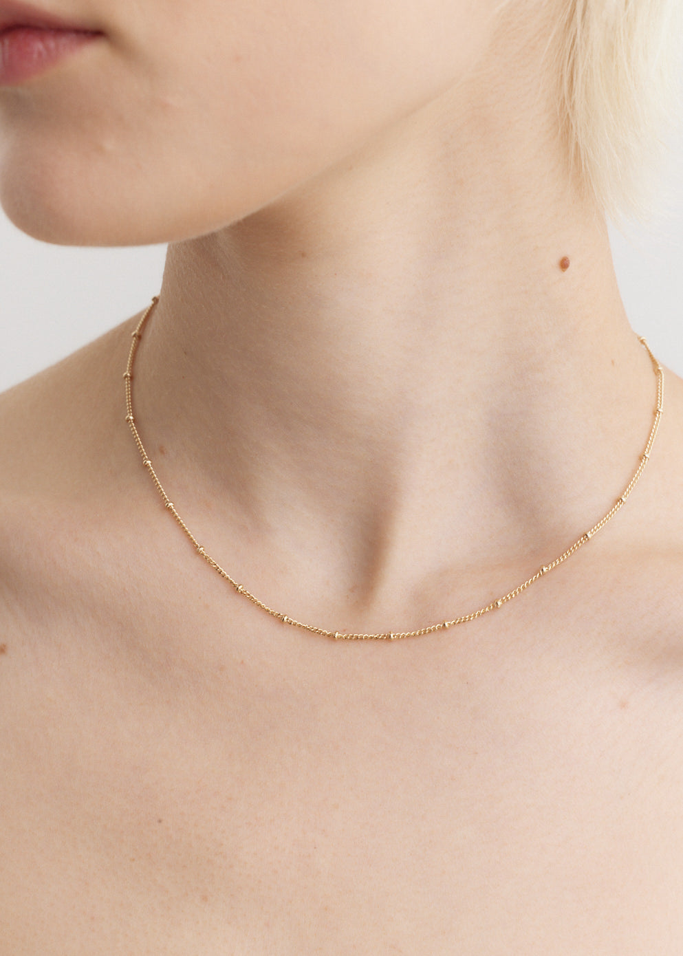 18K Gold Plated Beaded Chain Necklace 40cm (16 Inch) - Elegant Layering Jewelry for Women, Perfect for Parties, Weddings & Everyday Wear