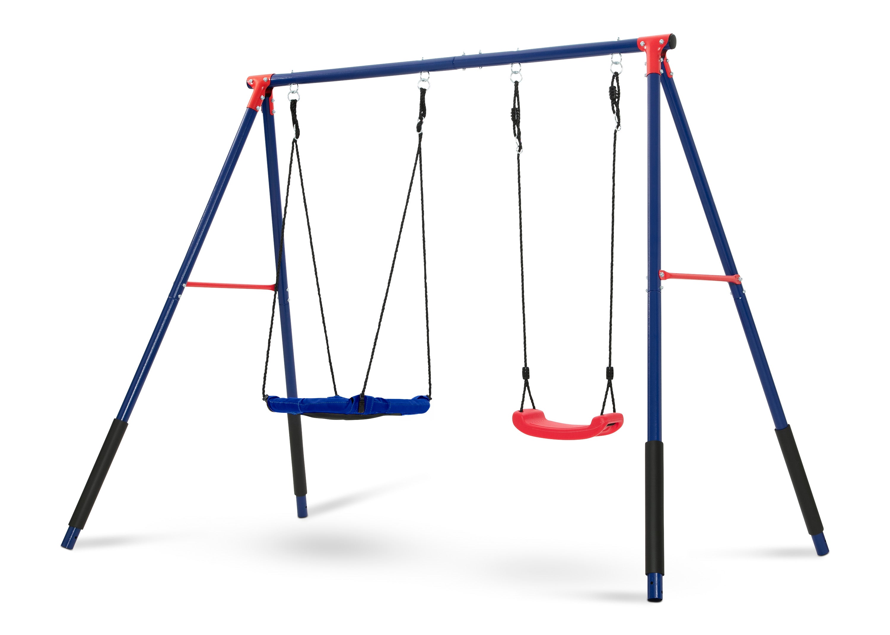 FunZone Outdoor Metal Swing Set for Kids - 2 Piece Playset with Swing & Saucer Swing - Perfect for Backyard, Park, and Playground Fun