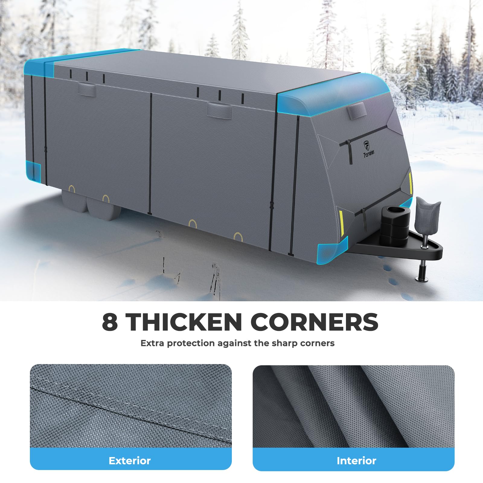 7-Layer Heavy Duty RV Cover - Extra Thick, UV Resistant, Weatherproof & Rip-Stop Travel Trailer Cover for 18'1