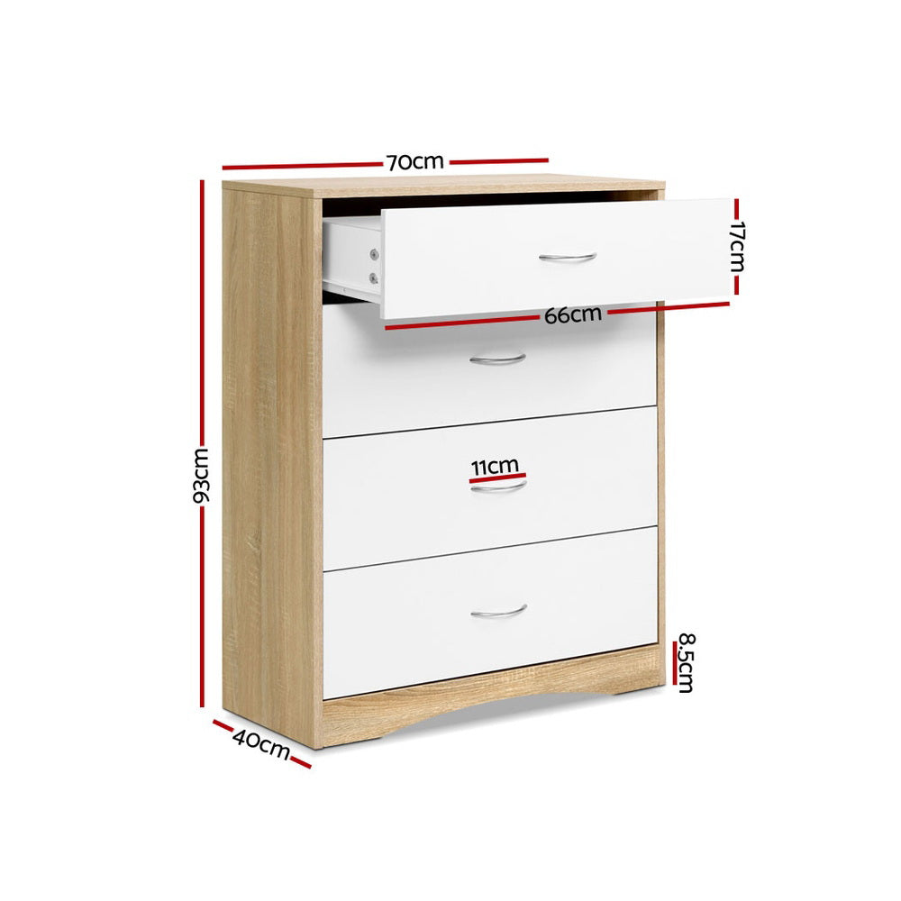 4 Drawer Tallboy Dresser - Solid Wood Chest of Drawers for Bedroom Storage & Organization | Perfect for Home, Office, or Dorm Room Furniture