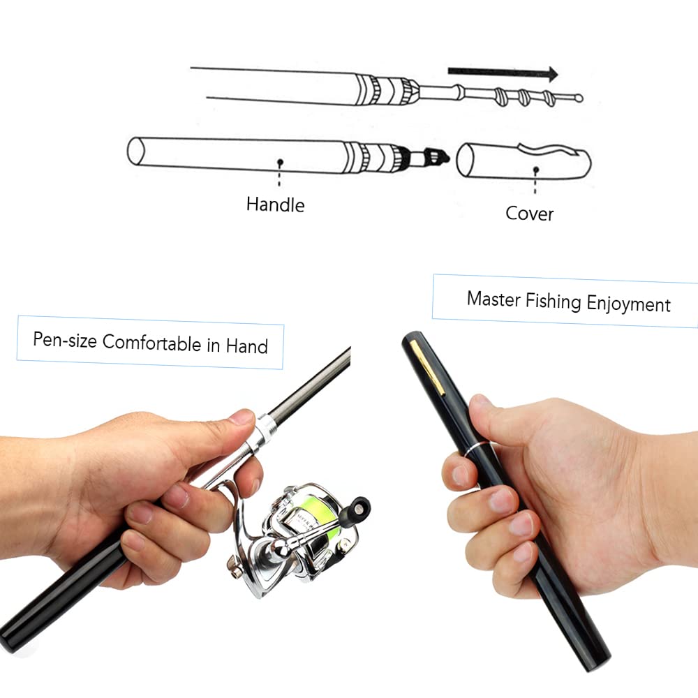 Portable Collapsible Fishing Rod and Reel Combo Kit - Telescopic Pen Fishing Pole with Spinning Reel - Perfect for Travel, Camping & Backpacking Adventures