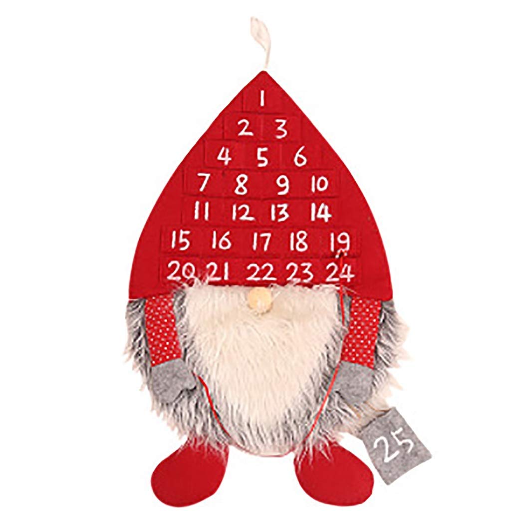 ZHJ Christmas Advent Calendar Wall Hanging - Forest Man Design Holiday Countdown Calendar for Home Decor, Office, Party, and Gift Giving (Color : A)