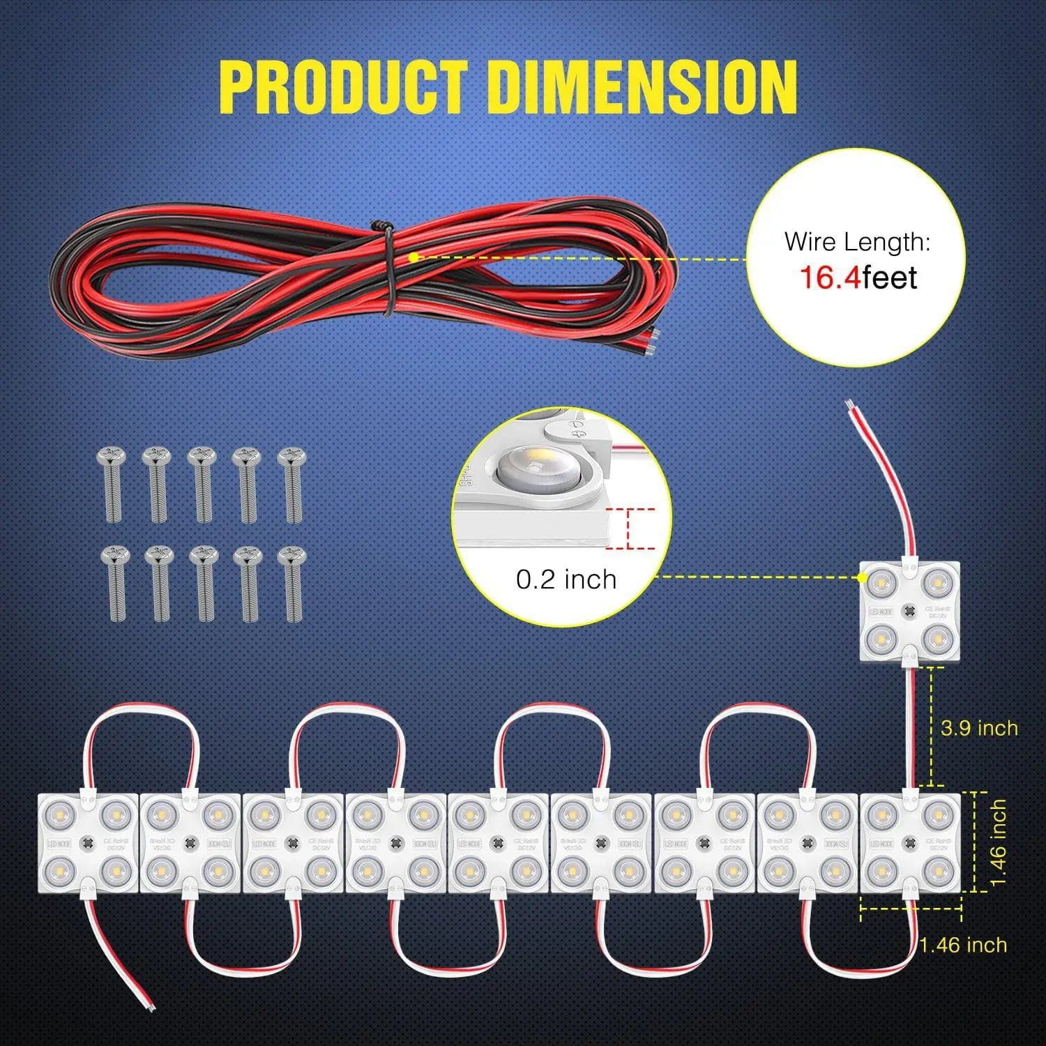 40 LED Interior White Light Kit - Car, Home, RV, Boat Lighting Upgrade for Enhanced Visibility & Ambience