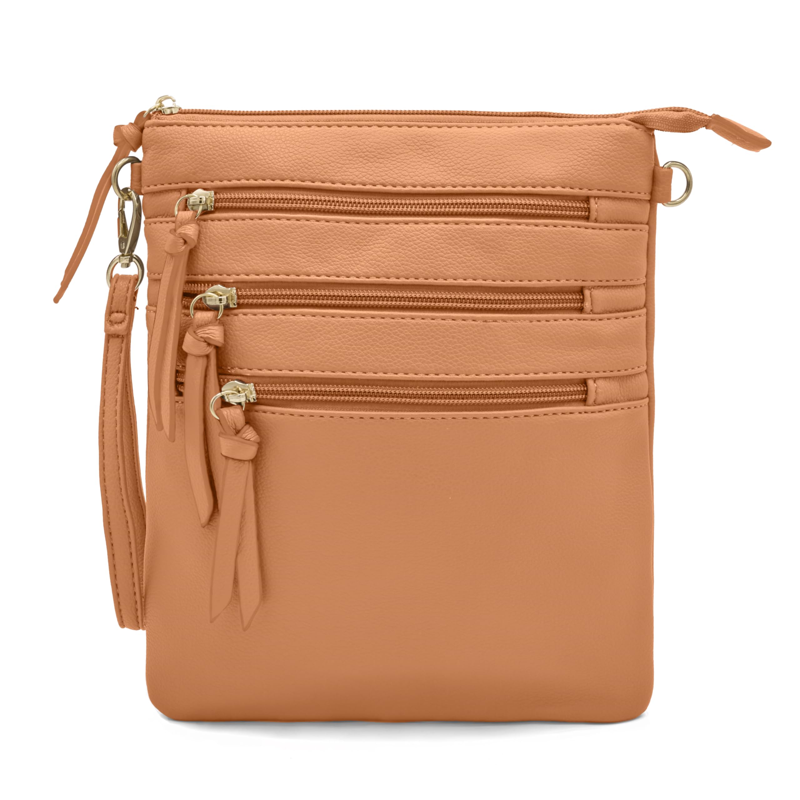Stylish Women's Faux Leather Crossbody Bag by Woodland Leathers - Multiple Messenger Pockets with Gold-Tone Hardware | Perfect for Work, Travel & Everyday Use