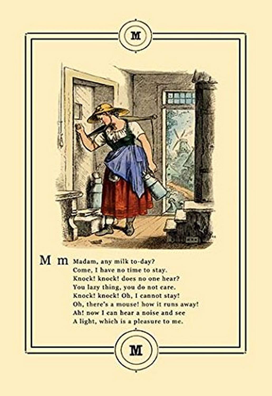Little Lily's Alphabet: Madam, Any Milk Today? - Vintage Educational Nursery Poster 20x30 Inches - Perfect for Kids' Room Decor & Preschool Learning Activities
