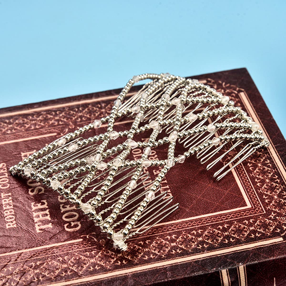 2 Pcs Magic Beading Hair Combs - Easy Stretch Double Clips for Women & Girls - Hair Styling Accessories for Braids, Ponytails & Updos - Perfect for Daily Use, Parties & Weddings