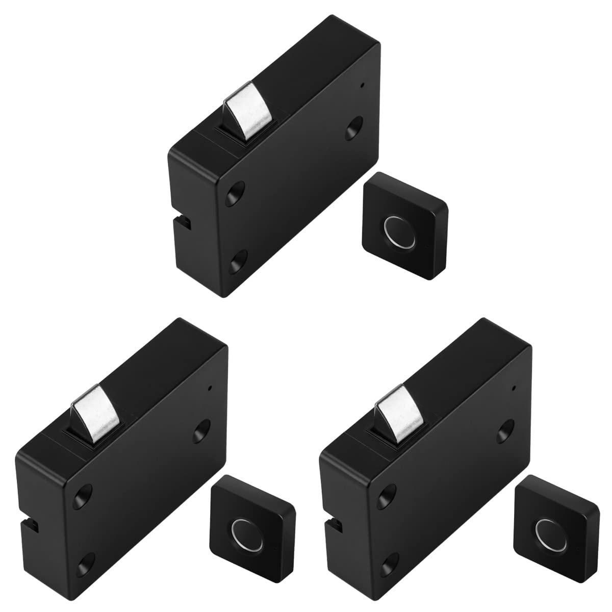 LIFKOME 3-Pack Fingerprint Cabinet Lock - Electronic Smart Door Lock with USB Rechargeable Battery for Home & Office Drawers - Secure Storage Solution for Bedroom, Kitchen & Office Furniture (Black)