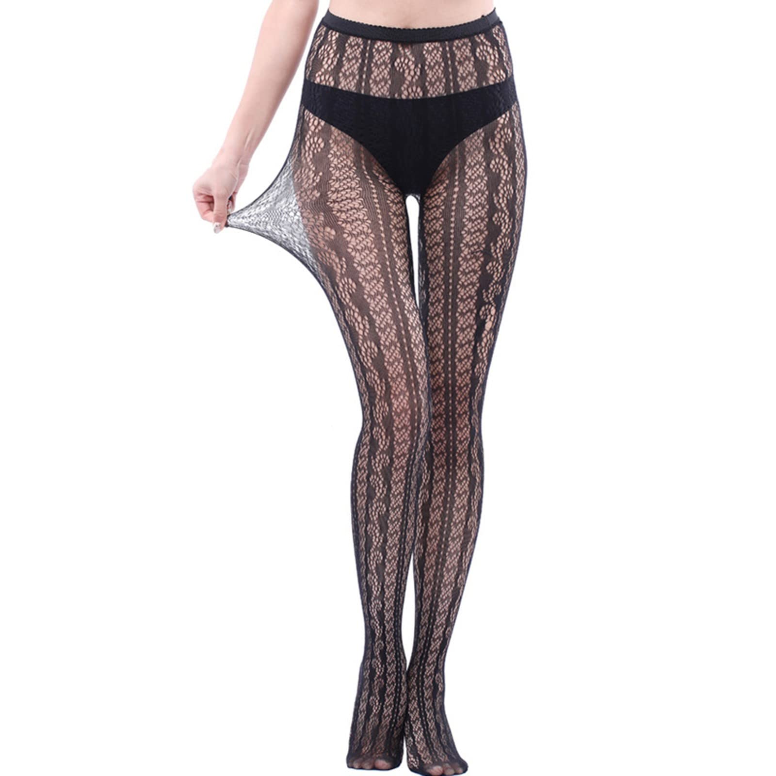 Sexy Women's Suspender Silk Stockings & Pantyhose - Tempting Long Tights for Lingerie, Role Play & Nightwear (Black/Sheer) - Perfect for Valentine's Day, Boudoir Photography & Romantic Occasions