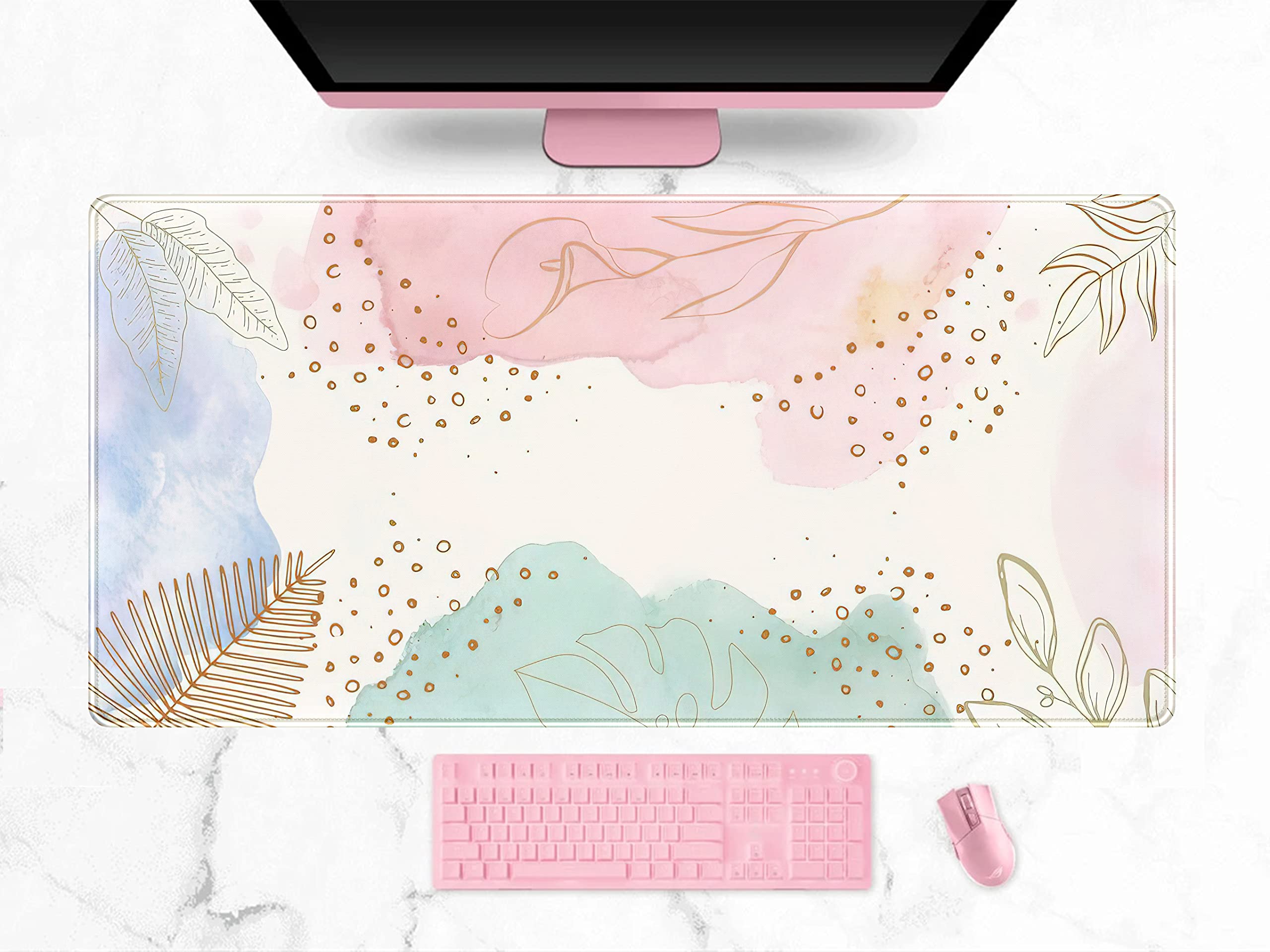 Boho Pastel Abstract XXL Mouse Pad (31.5x15.75 in) - Large Extended Desk Mat for Keyboard & Wireless Mouse, Cute Gaming Mice Pad for Office & Home - Perfect for Workstations, Gaming Setups & Home Decor