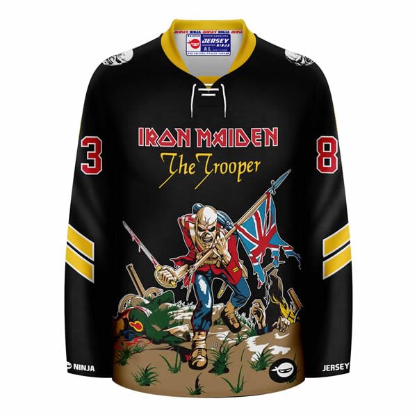 Iron Maiden The Trooper Black Hockey Jersey - Official Band Merchandise for Fans & Collectors - Perfect for Concerts, Sports Events & Casual Wear