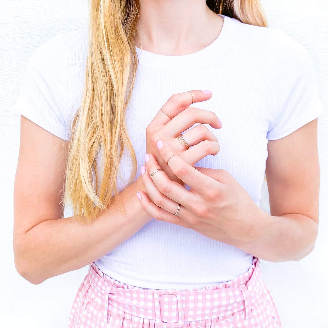 14K Rose Gold Filled Stackable Rings for Women - 1mm Thin Smooth Comfort Fit Band - Custom Made Dainty Stacking Rings - Perfect for Layering, Everyday Wear & Special Occasions