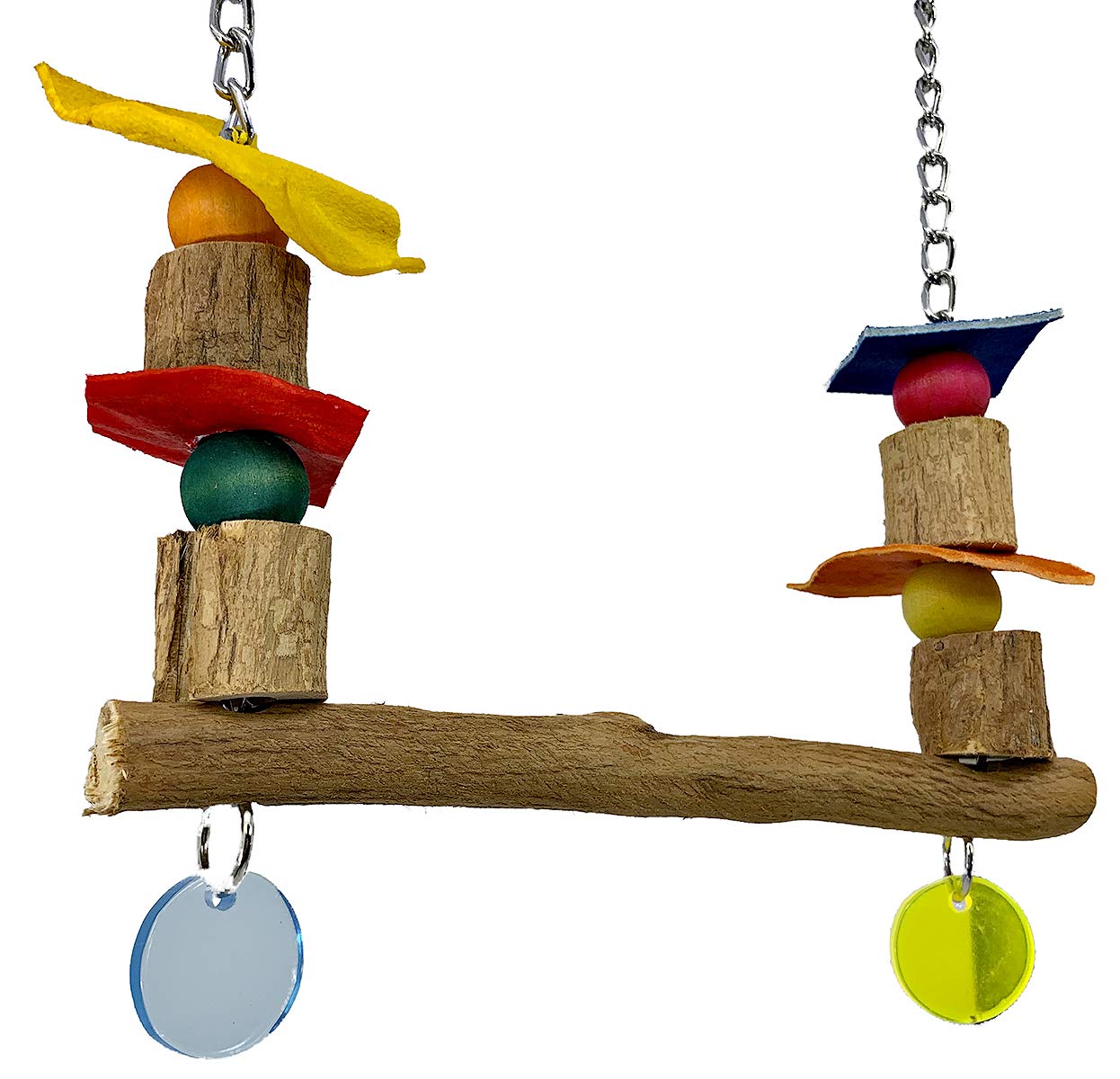 Bonka Bird Toys 3206 Small Chain Swing for Parakeets, Cockatiels & Lovebirds - Colorful Chewable Bird Perch for Cage Play & Exercise