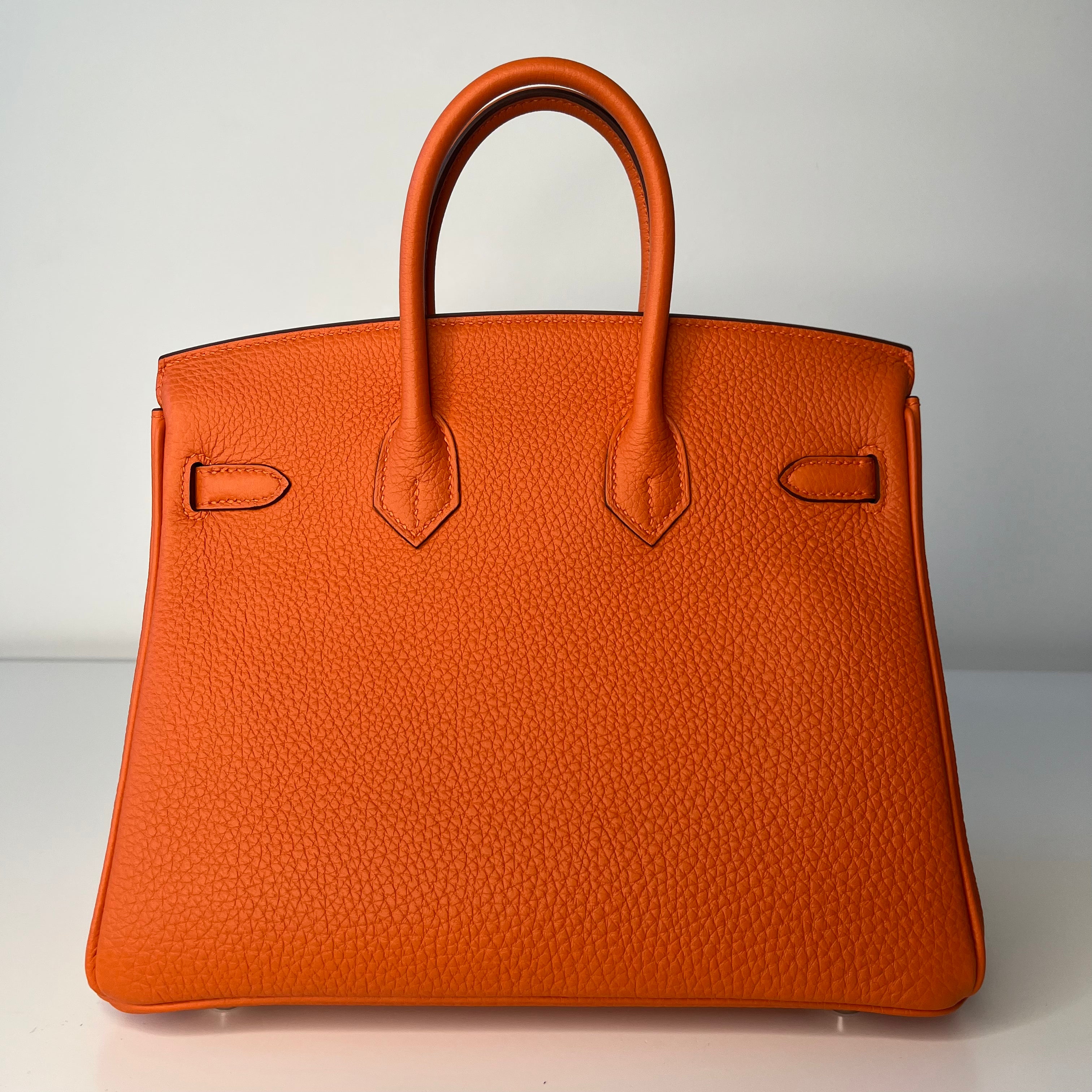 Authentic Hermès Birkin 25 Bag in Orange Togo Leather with Palladium Hardware - Luxury Handbag for Women, Perfect for Work, Travel & Special Occasions