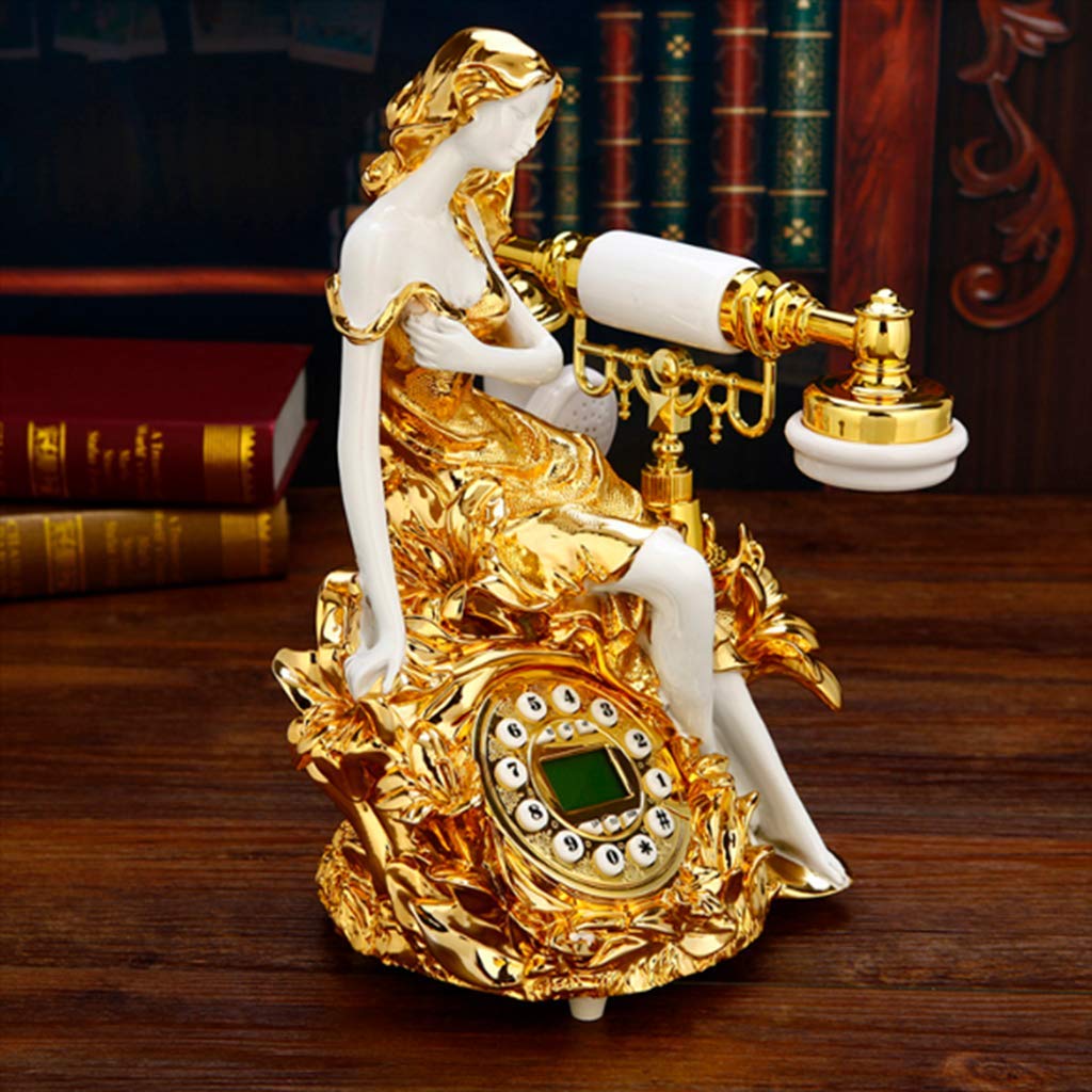 Antique European Style Vintage Telephone - Retro Home & Office Decor, Garden Landline Phone with Floral Design - Perfect for Vintage Themed Rooms, Classic Home Decor, and Unique Gift Ideas