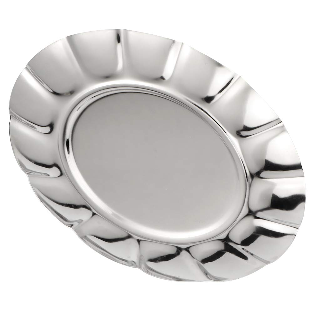 CHICIRIS 8-Inch Stainless Steel Round Dinner Plates - Elegant Appetizer & Snack Serving Dishes Set for Dining, Kitchen, and Party Use | Durable & Stylish Tableware for Home, Restaurants, and Catering Events