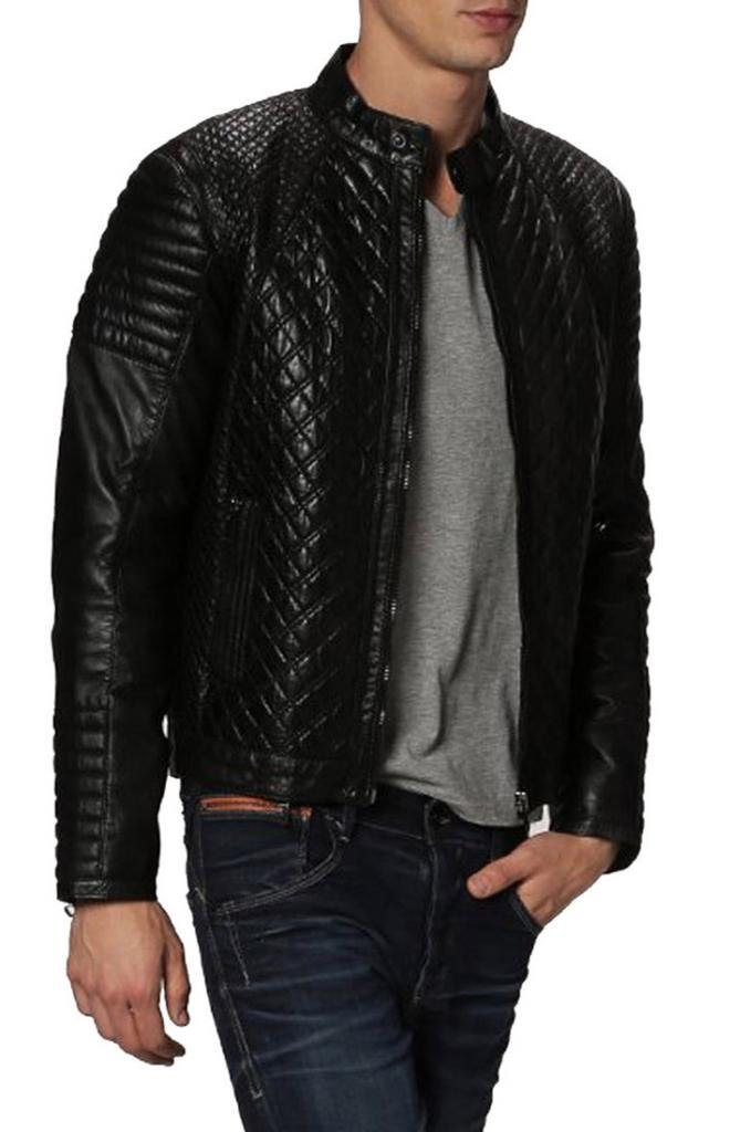 Premium Genuine Cow Leather Jacket for Men - Durable Cow-Hide Biker Jacket C362 - Perfect for Motorcycle Riding, Casual Outings & Winter Fashion