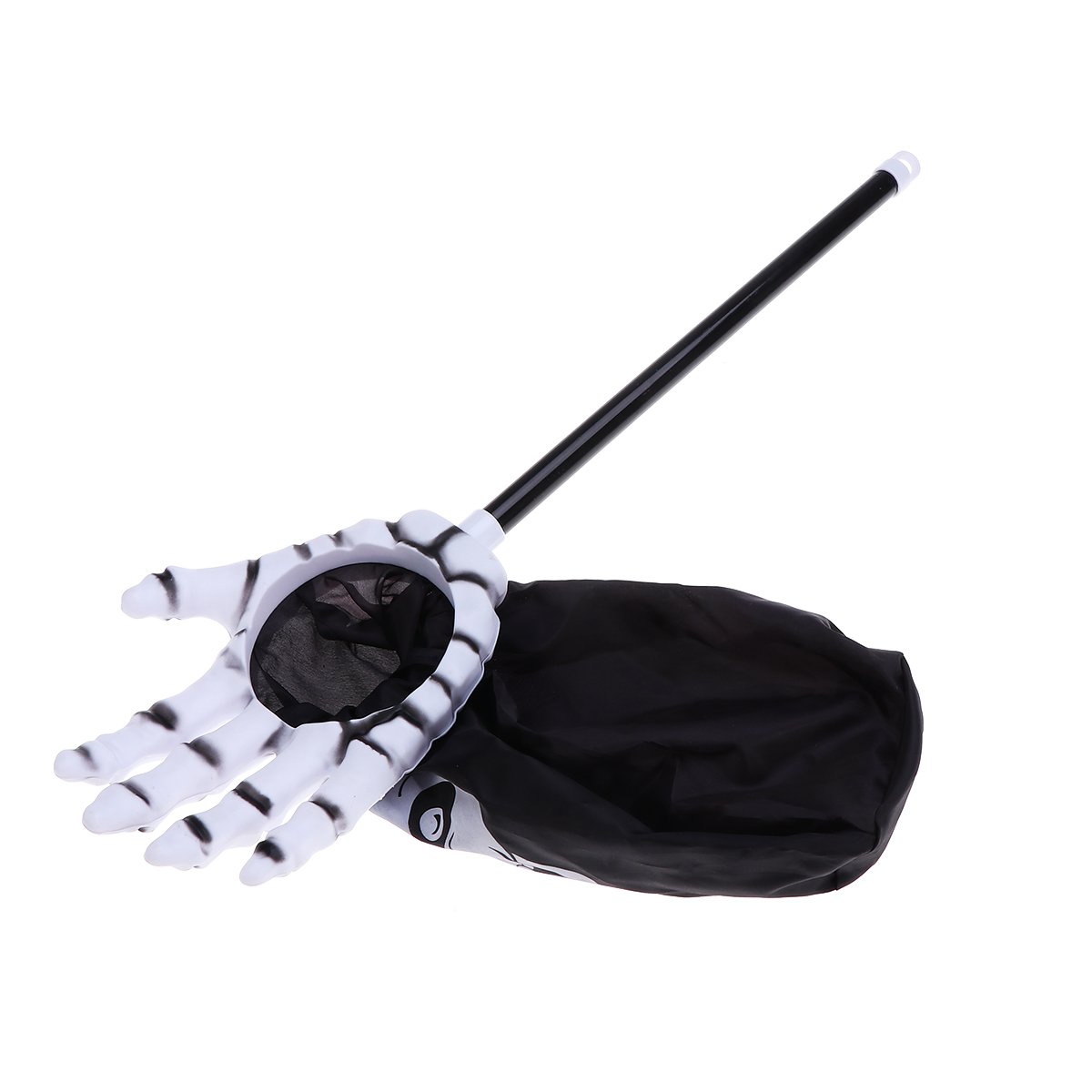 Halloween Trick or Treat Bags for Kids - Long Handle Ghost Hand Design Candy Collection Bag (Black) | Perfect for Halloween Parties, Trick-or-Treating & Spooky Decorations