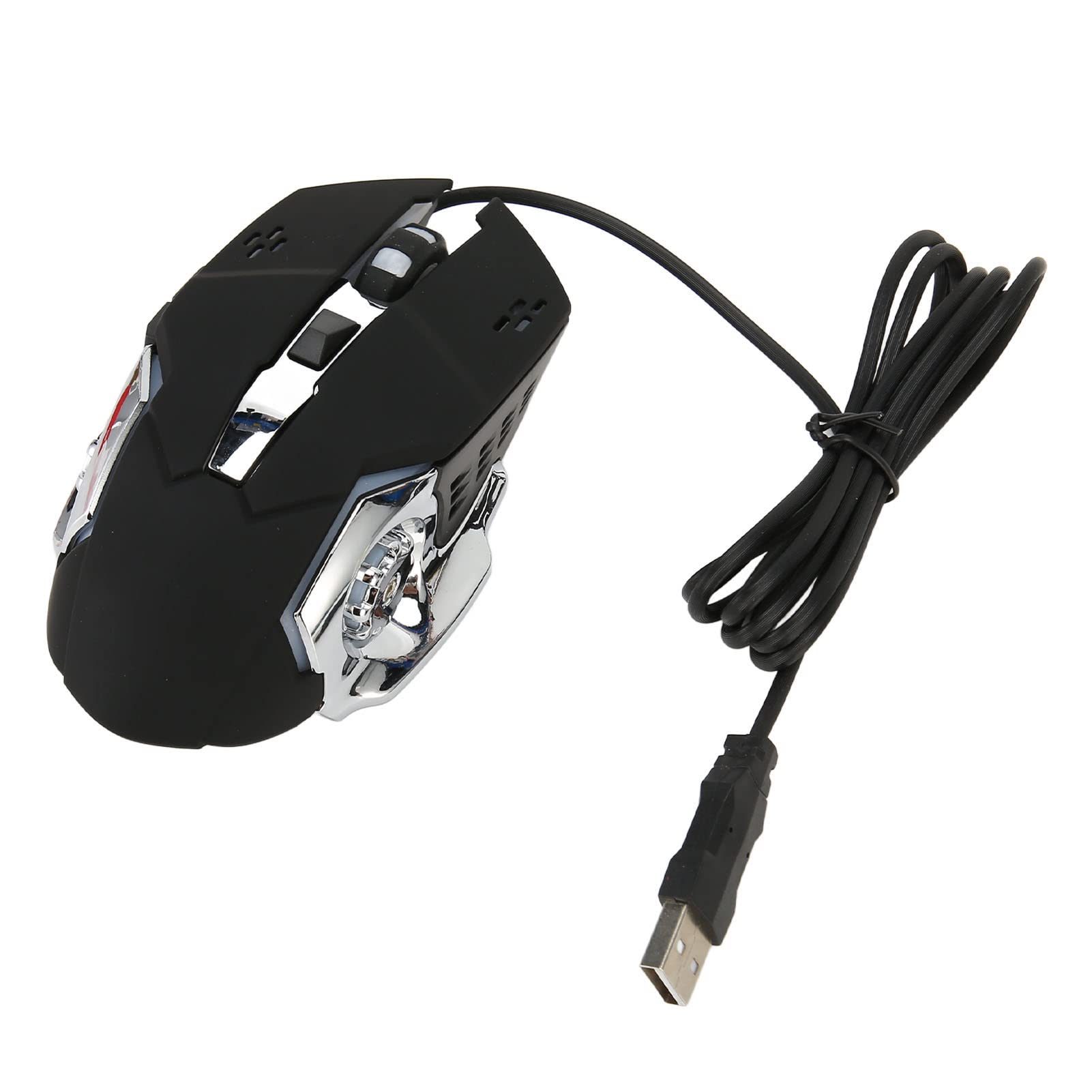 KIMISS RGB Wired Gaming Mouse - 6 Buttons, 4 Adjustable DPI (1200/1600/2400/3600), Ergonomic USB Optical Computer Mouse with White Audible Click - Perfect for PC Gaming, Office Work & Home Use (Black Version)