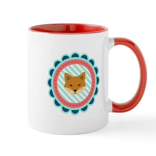 White/Red Inside - Baby Fox Patch Mugs