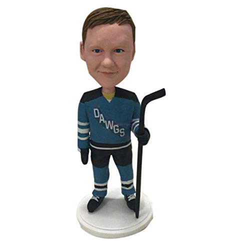 Custom Ice Hockey Bobblehead Figurine - Personalized Hockey Player Cake Topper for Kids | Unique Christmas Gift for Son, Birthday Present | Perfect for Hockey Parties, Fan Decor & Sports Memorabilia