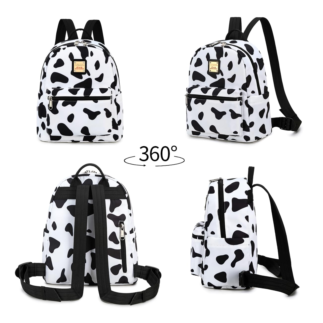 Cusangel Mini Cow Print Backpack for Women & Girls - 10L Cute Small Purse Backpack for Work, Travel & Shopping | Perfect for School, Malls, Farms & Daily Use