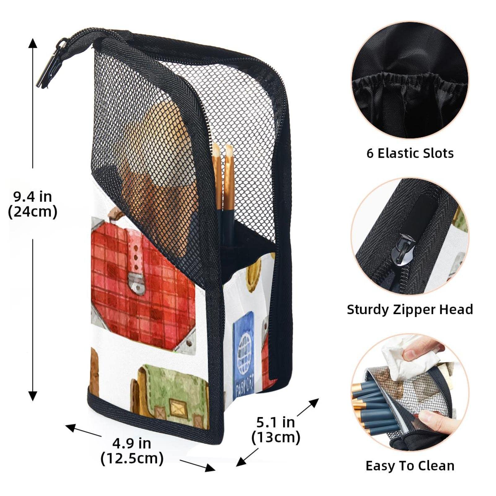 Vintage Suitcase Makeup Brush Organizer Bag with 12 Brush Slots - Portable Travel Cosmetic Brush Holder Case for Professional Makeup Artists & On-the-Go Beauty Essentials