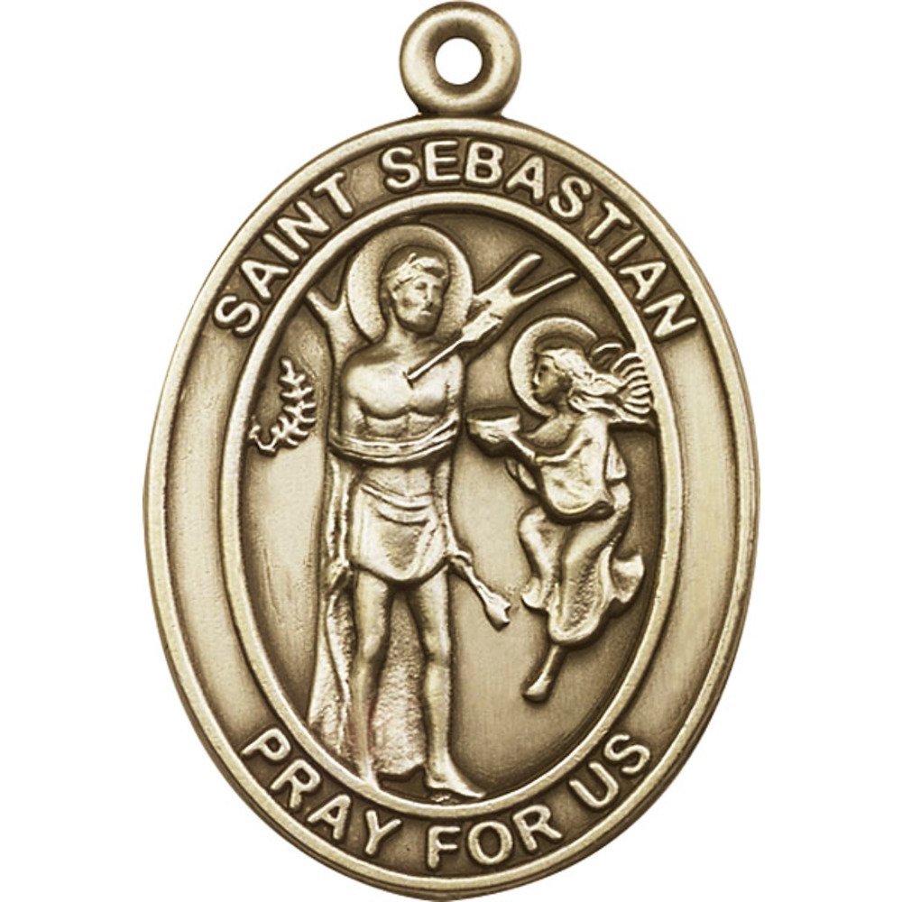 Antique Gold-Plated St. Sebastian Keychain - 1 7/8 x 1 1/4 Inches - Religious Jewelry Gift for Men & Women - Perfect for Keys, Bags & Everyday Carry Accessories