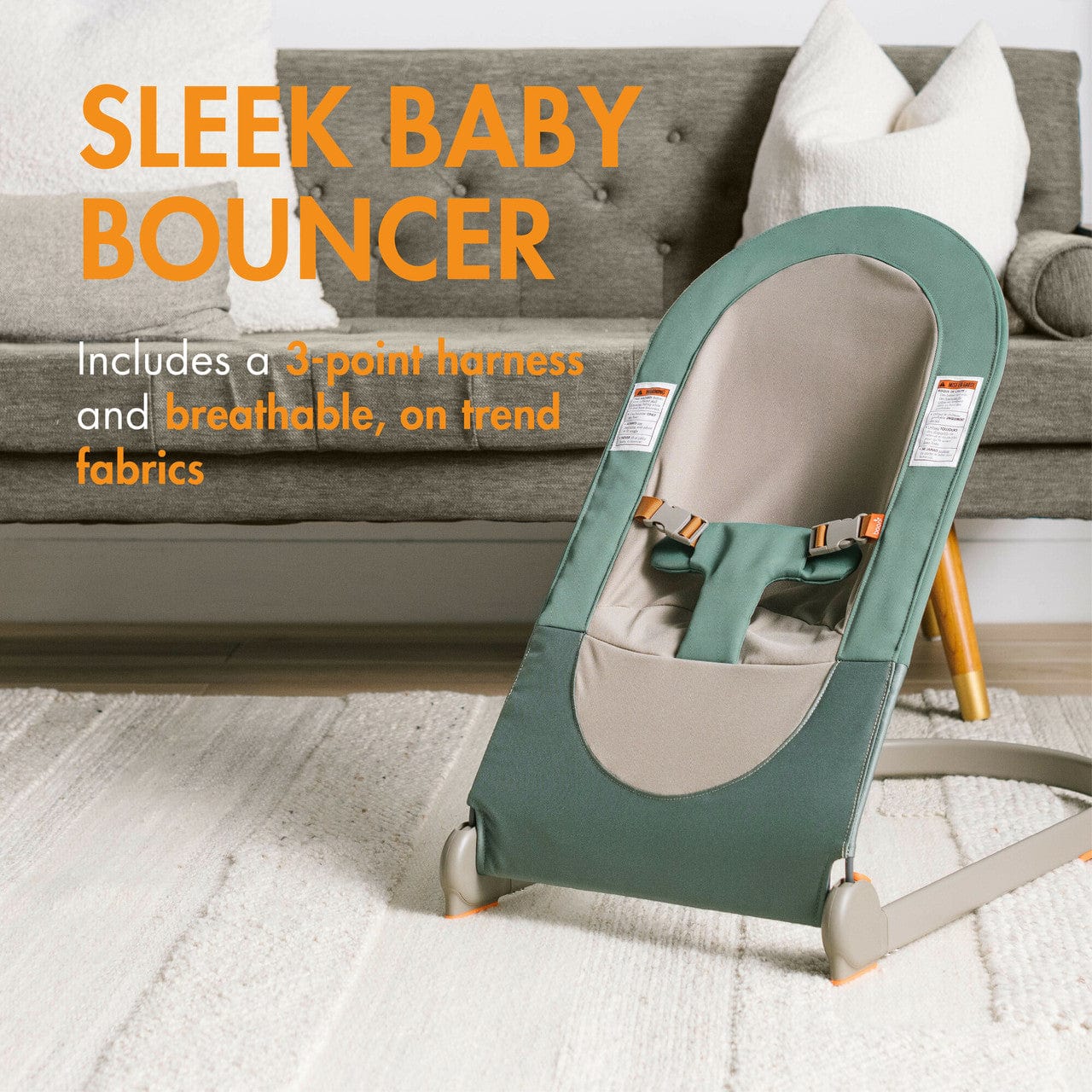 Tomy Boon Slant Bouncer - Baby Bouncer Seat with Adjustable Recline for Newborns & Infants - Perfect for Playtime, Napping & Soothing at Home or Travel