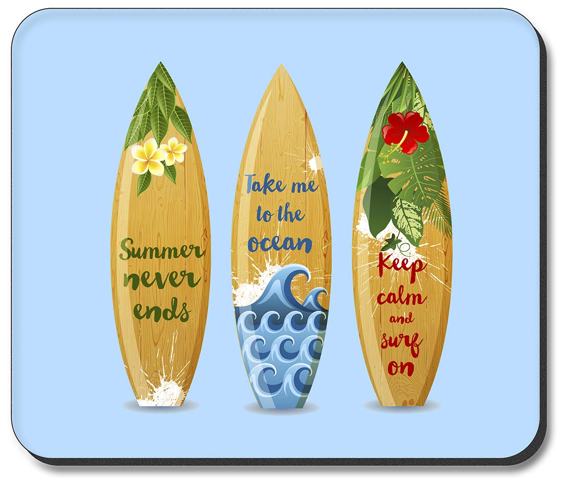 Stylish Art Plates Mouse Pad with Surfboard Sayings - Non-Slip Desk Mat for Office, Gaming & Home Workspace