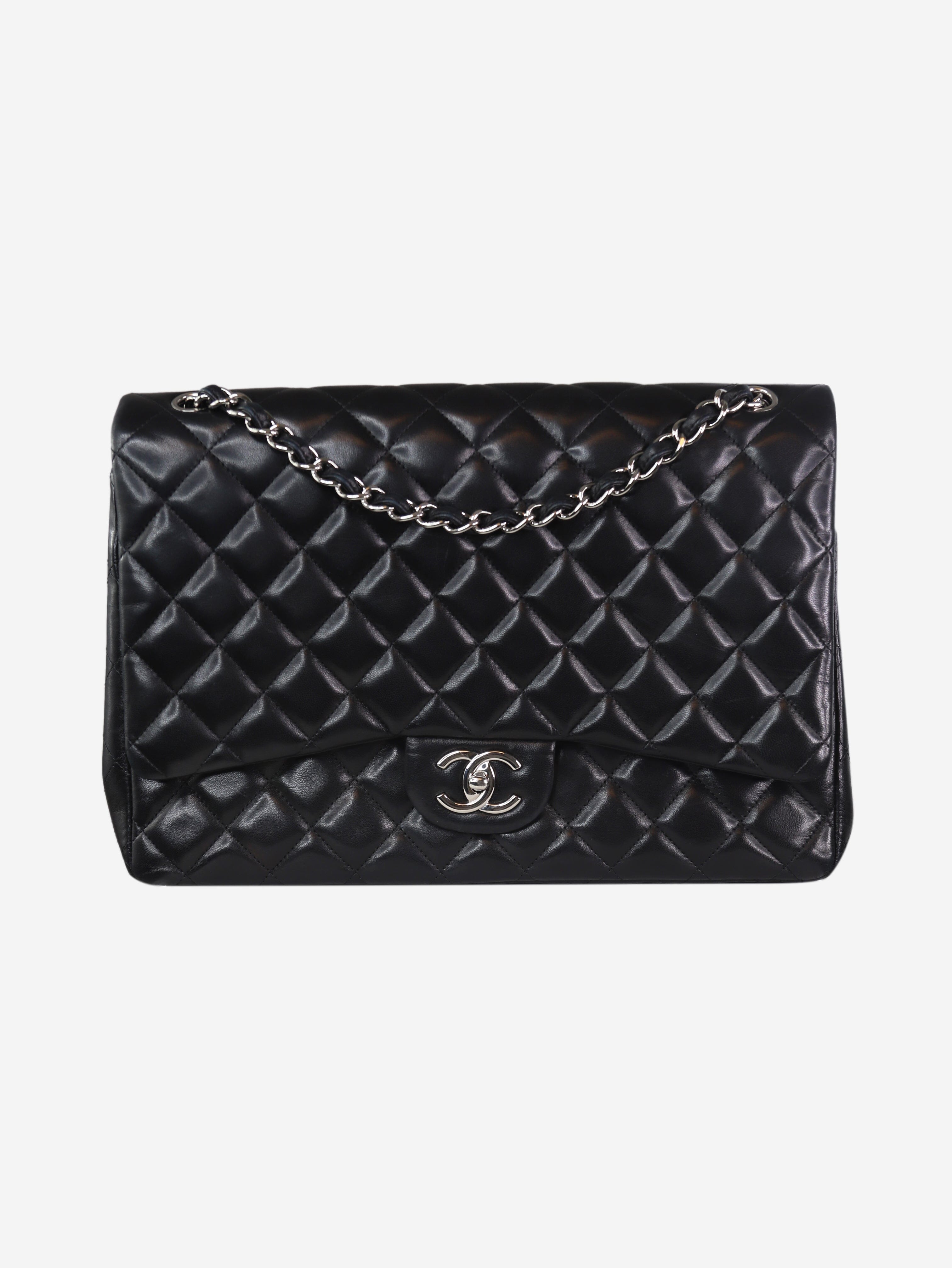 Black Maxi Lambskin 2010 Classic Double Flap Bag - Luxury Leather Handbag for Women | Perfect for Work, Evening Events & Travel Accessories