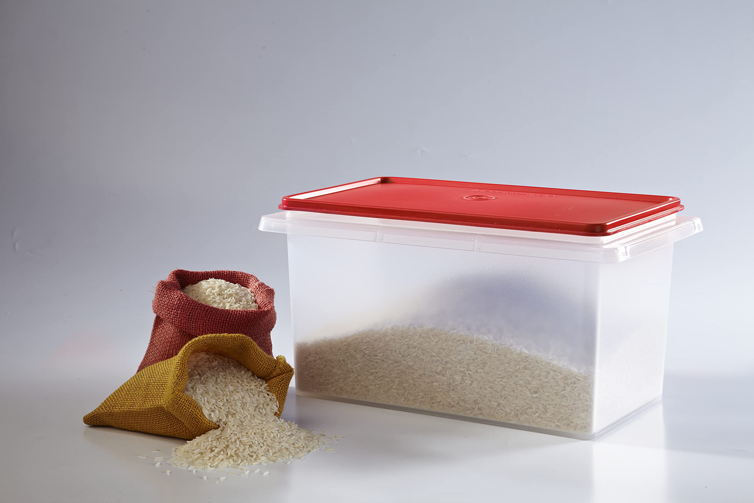 Tupperware TRK085 5kg Plastic Rice Storage Container with Airtight Lid - Red | Perfect for Kitchen Pantry Organization & Bulk Food Storage