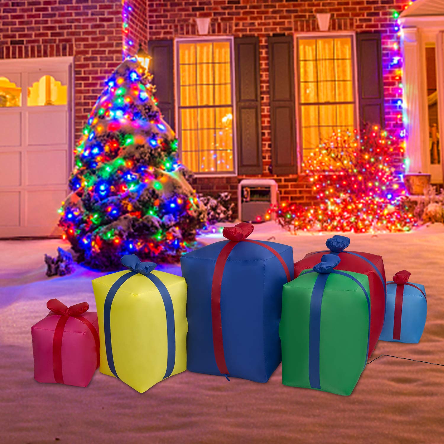 KINTNESS 6 Ft Christmas Inflatable Gift Box with LED Lights - Indoor/Outdoor Holiday Decoration for Yard, Lawn, and Home | Perfect for Christmas Parties, Front Porch Decor & Festive Gift Displays