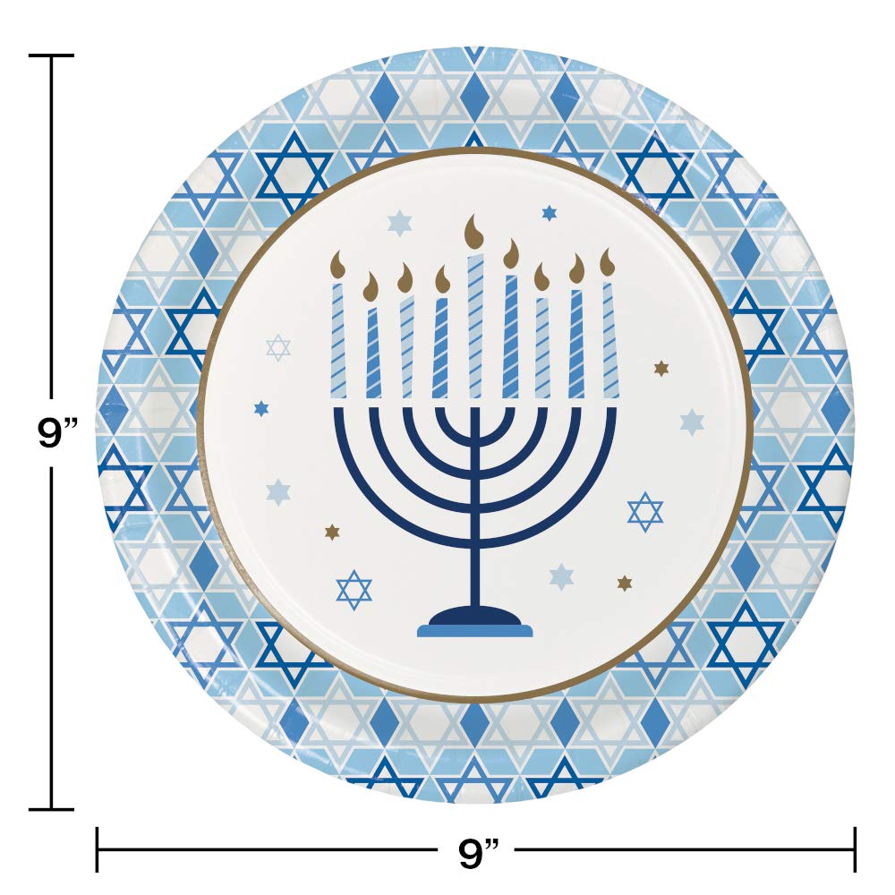 Hanukkah Party Supplies Set - 8 Guest Disposable Paper Plates & Napkins for Jewish Festival Celebration | Perfect for Family Gatherings & Holiday Decorations