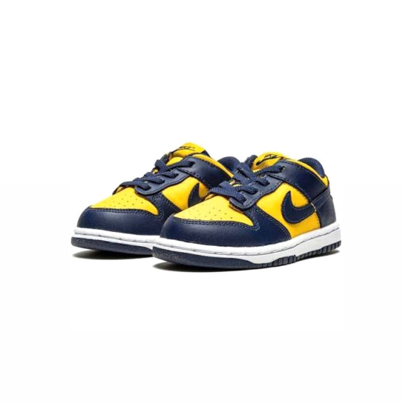 Nike Toddler Dunk Low Sneakers - Michigan Colorway 2021 Edition - Comfortable & Stylish Shoes for Boys & Girls - Perfect for Casual Wear, Playdates & School Activities