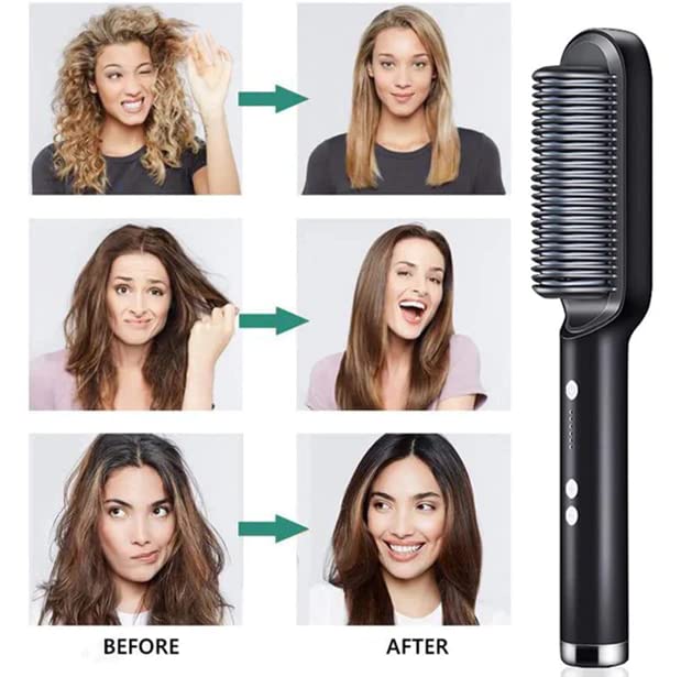 Mystte Hair Straightener Comb for Women & Men - PTC Heating Electric Styler with 5 Temperature Settings | Perfect for Home Use, Travel & Salon Styling
