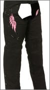 Milwaukee Leather Women's Textile Motorcycle Chaps with Wing & Rivet Detailing - Medium Size | Perfect for Riding, Biker Events & Outdoor Adventures