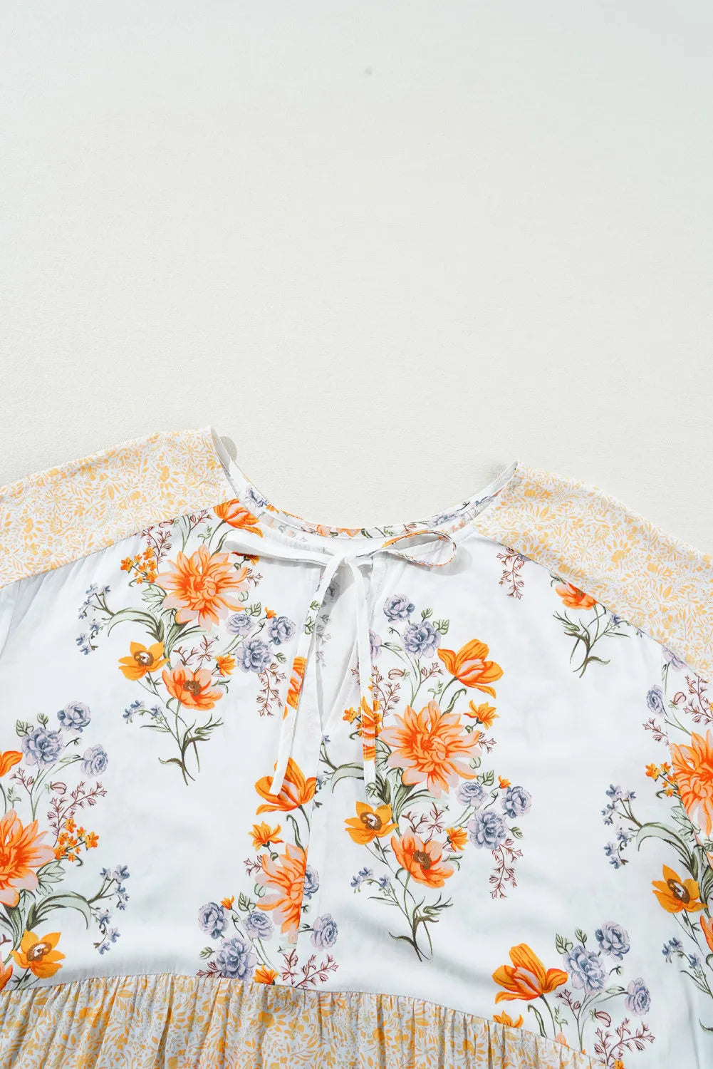 Plus Size Floral Print Tie Neck Long Sleeve Blouse for Women - Office Wear & Casual Outfits