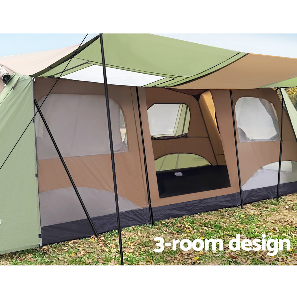 Weisshorn 10-Person Instant Cabin Tent for Camping, Family Hiking & Outdoor Adventures - 3-Room Waterproof Shelter for Backpacking, Festivals & Emergency Preparedness