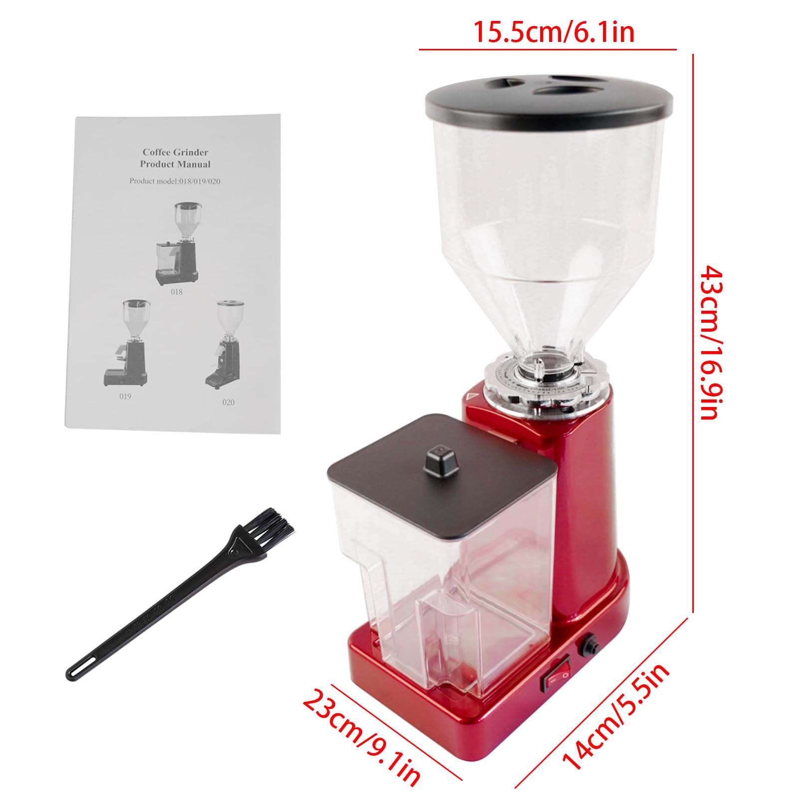 Premium 35oz Electric Coffee Bean Grinder - 19 Adjustable Grind Settings, Flat Burr Mill for Espresso, French Press & Drip Coffee - Large Capacity Stainless Steel Coffee Grinder (Red) - Perfect for Home Kitchens, Coffee Shops & Office Break Rooms