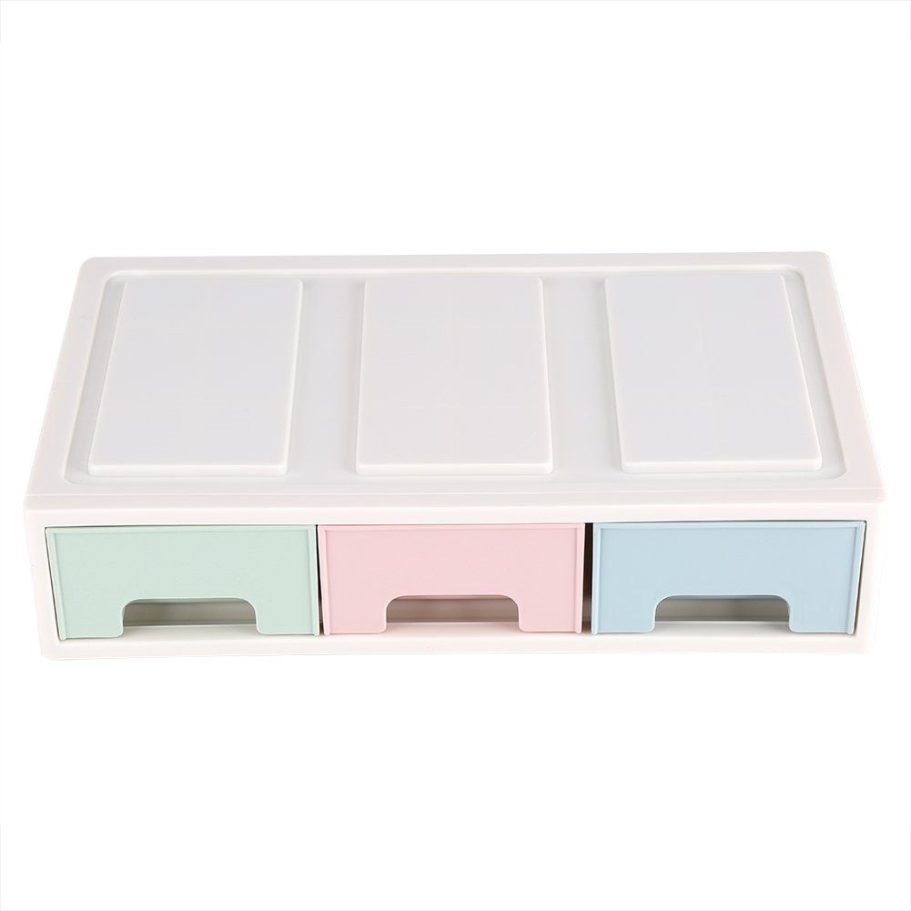 Colorful 3-Drawer Makeup Organizer - Pink, Blue, Green Desktop Storage Box for Jewelry & Cosmetics | Perfect for Vanity, Bathroom & Bedroom Decor