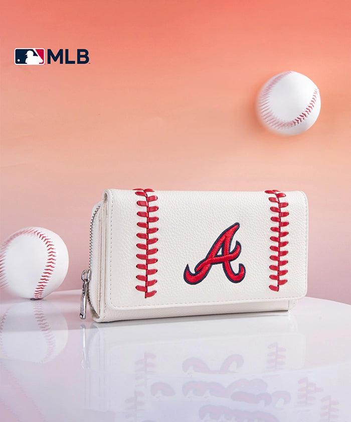 MLB Atlanta Braves Genuine Leather Wallet for Men - Stylish & Durable Bifold Wallet for Baseball Fans - Perfect for Gifts, Game Days & Everyday Use