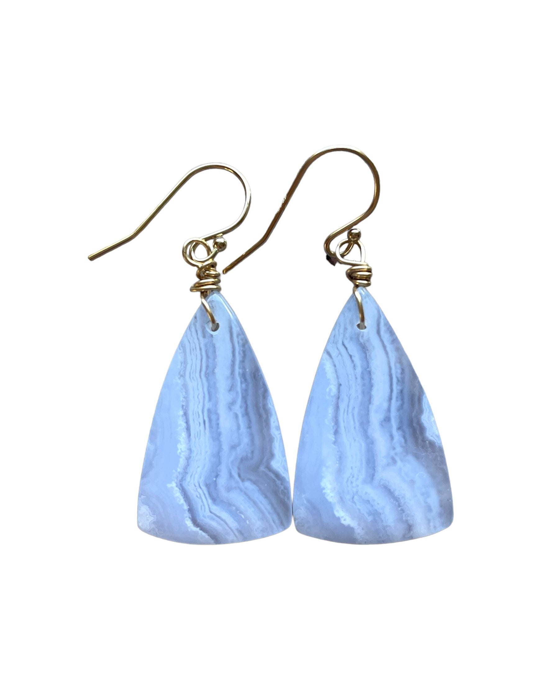 Blue Lace Agate Earrings - 14K Gold Filled Dangle Earrings for Women | Boho Chic Jewelry for Everyday Wear & Special Occasions