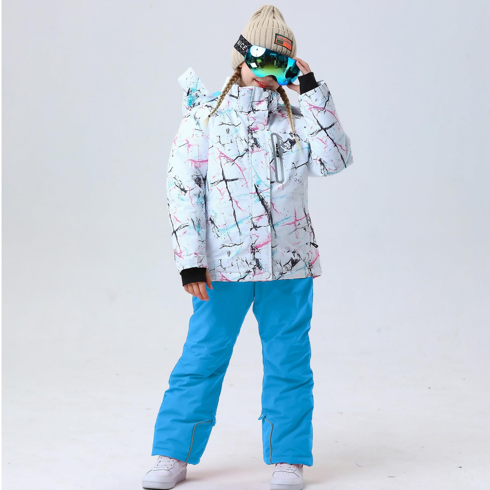 RIUIYELE Kids Ski Suit - Windproof & Waterproof Snow Jacket & Pants Set for Boys & Girls - Winter Skiing & Snowboarding Outfit for Cold Weather Adventures