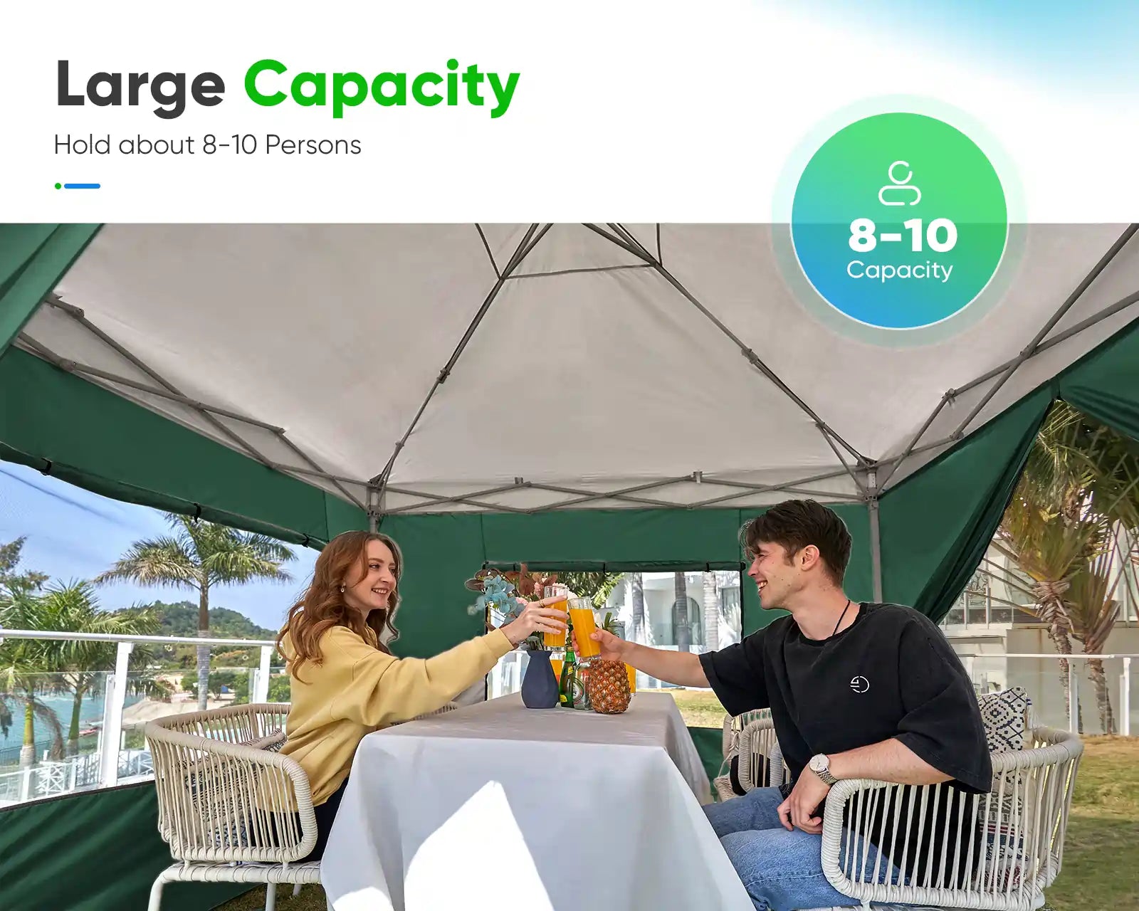 10' x 10' Pop Up Privacy Canopy Tent with Side Walls - Perfect for Outdoor Events, Beach Parties, and Backyard Gatherings