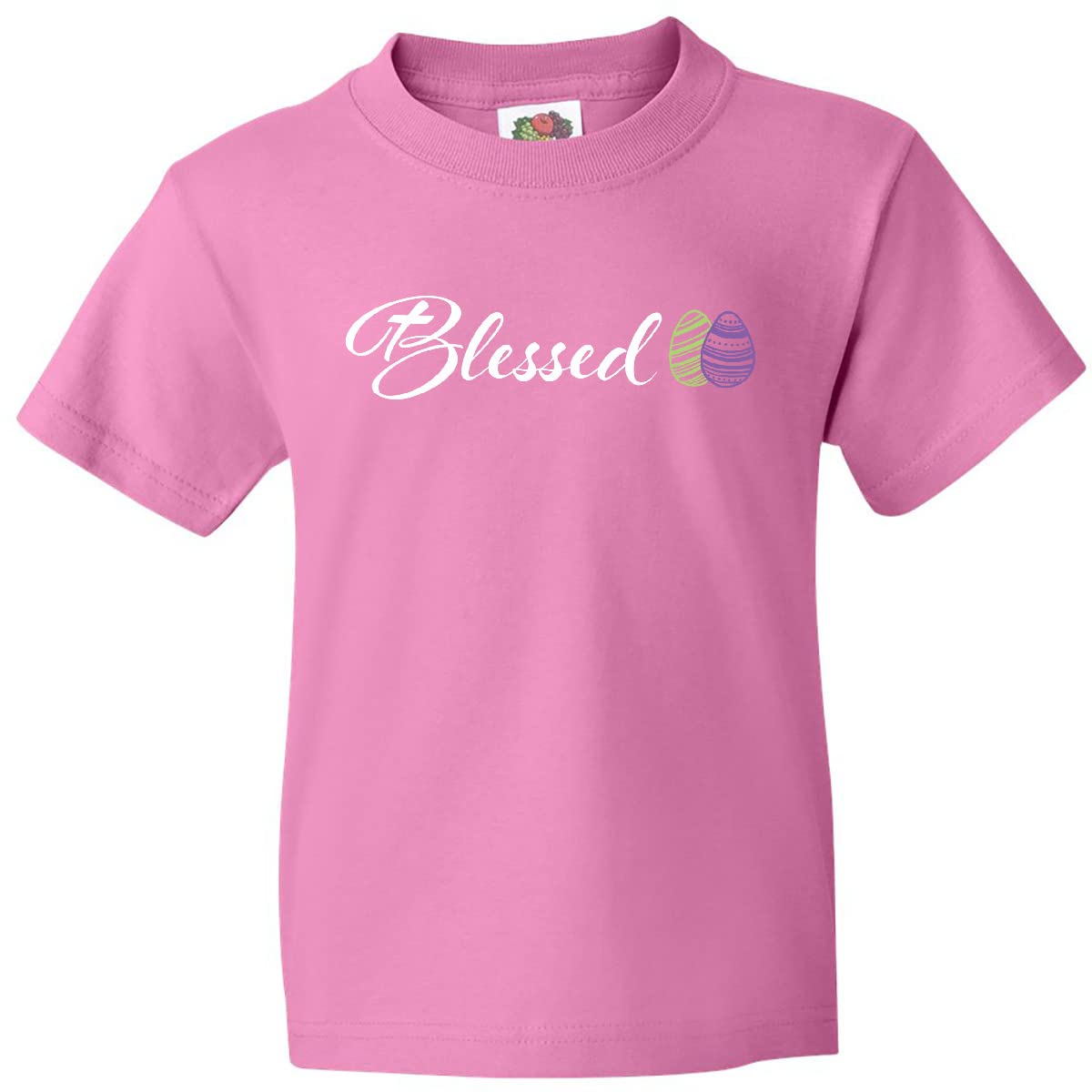 Easter Blessed T-Shirt with Green & Purple Eggs - Youth Apparel for Holiday Fun