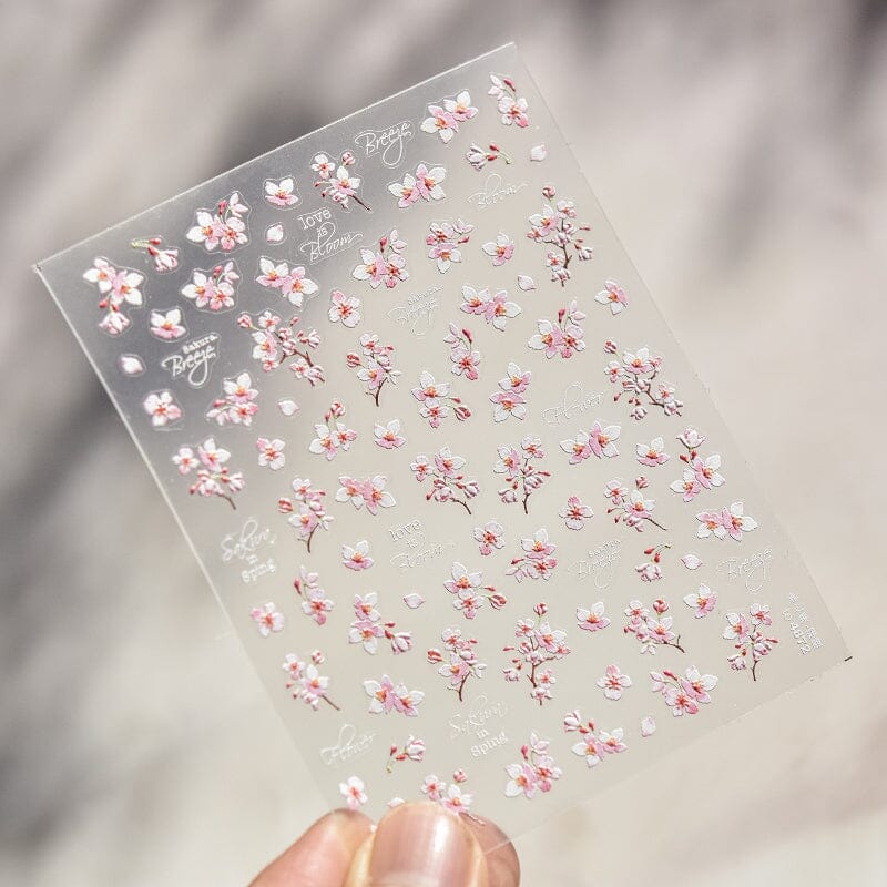 Spring Flowers Blooming Sakura Nail Stickers - Cherry Blossom Nail Art Decals for DIY Manicure | Perfect for Spring Parties, Weddings & Nail Salon Designs